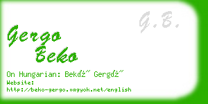 gergo beko business card